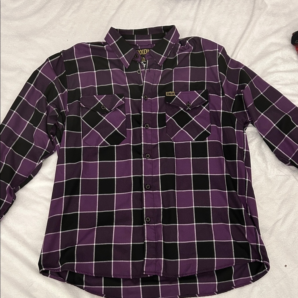 DIXXON Purple and Black Plaid Casual Button Down Shirt